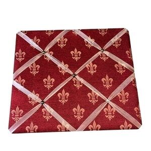 Rustic Red and Gold Fleur de Lis Print Message Board